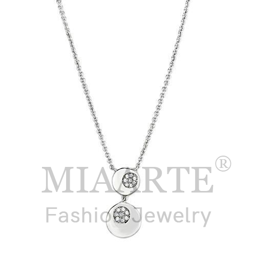 Necklace,Brass,Rhodium,AAA Grade CZ,Clear