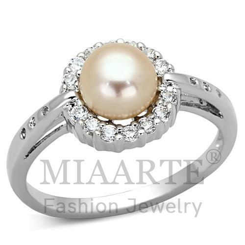 Ring,Brass,Rhodium,Synthetic,White,Pearl