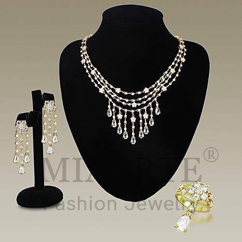 Set,Brass,Gold,AAA Grade CZ,Clear