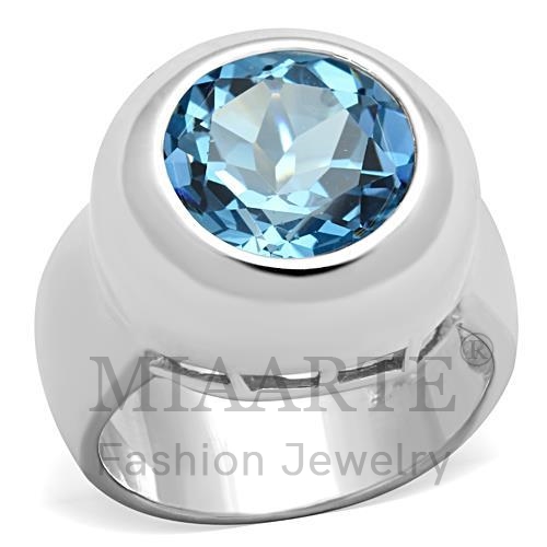 Ring,Sterling Silver,Silver Plated,Synthetic,AquaMarine,Spinel,Round