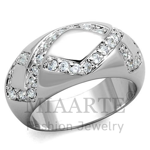 Ring,Brass,Rhodium,AAA Grade CZ,Clear
