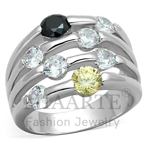 Ring,Brass,Rhodium,AAA Grade CZ,MultiColor