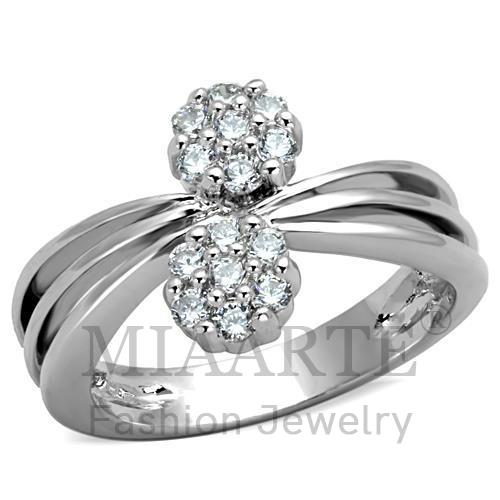 Ring,Brass,Rhodium,AAA Grade CZ,Clear