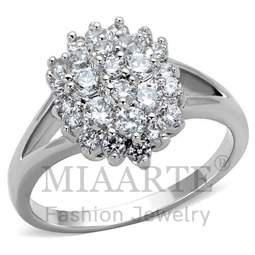 Ring,Brass,Rhodium,AAA Grade CZ,Clear