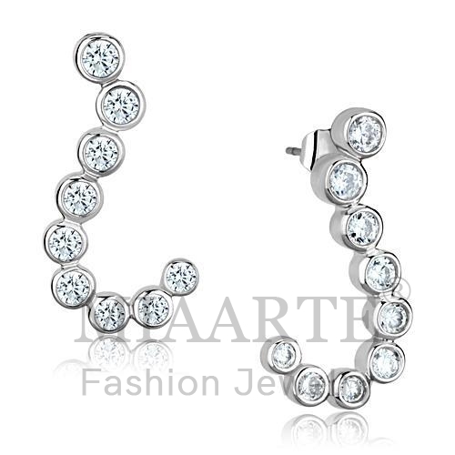 Earrings,Brass,Rhodium,AAA Grade CZ,Clear