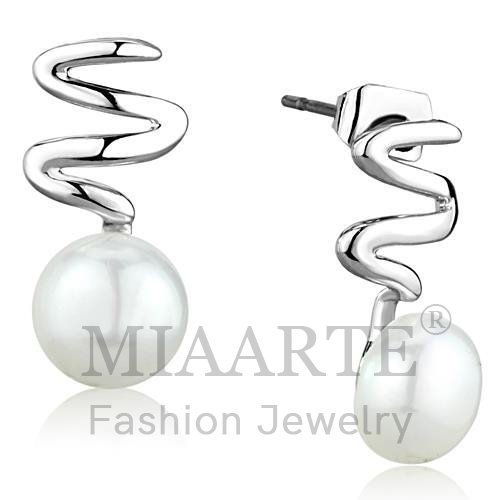 Earrings,Brass,Rhodium,Synthetic,White,Pearl