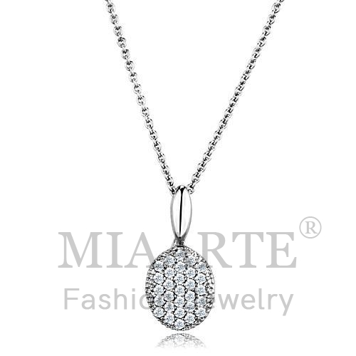 Chain Pendant,Brass,Rhodium,AAA Grade CZ,Clear
