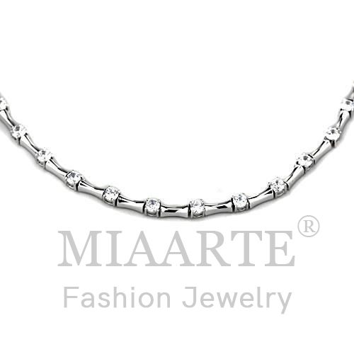 Necklace,Brass,Rhodium,AAA Grade CZ,Clear