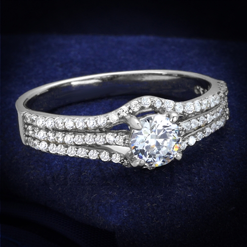 Ring,Sterling Silver,Rhodium,AAA Grade CZ,Clear