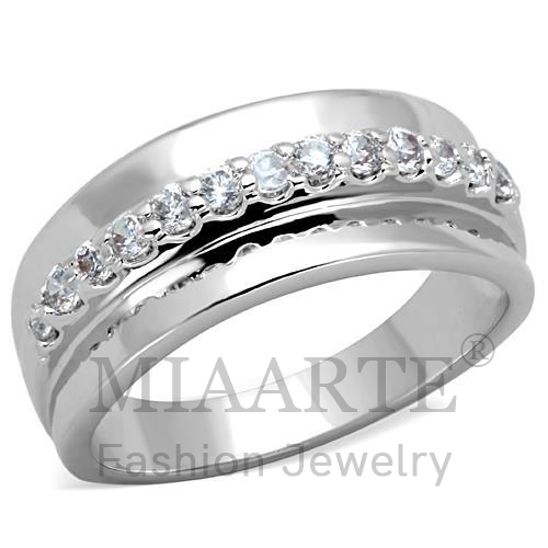Ring,Brass,Rhodium,AAA Grade CZ,Clear