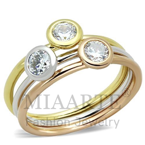 Ring,Brass,Rhodium & Gold & Rose Gold,AAA Grade CZ,Clear