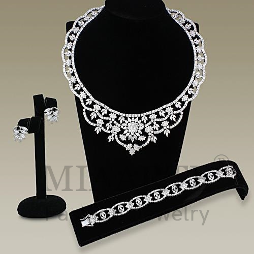 Set,Brass,Rhodium,AAA Grade CZ,Clear