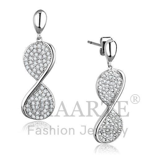 Earrings,Brass,Rhodium,AAA Grade CZ,Clear