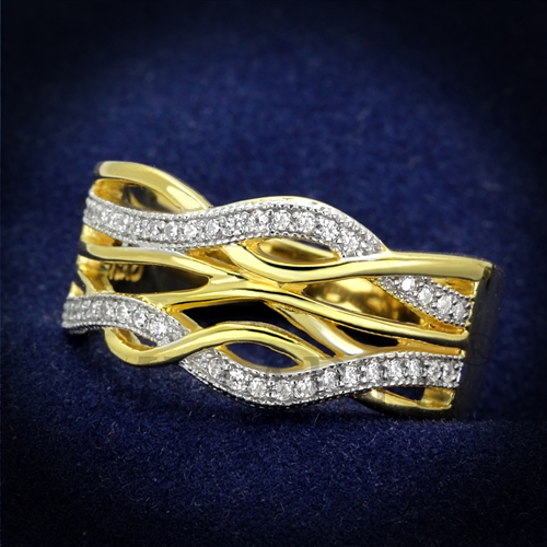 Ring,Sterling Silver,Two-Tone,AAA Grade CZ,Clear