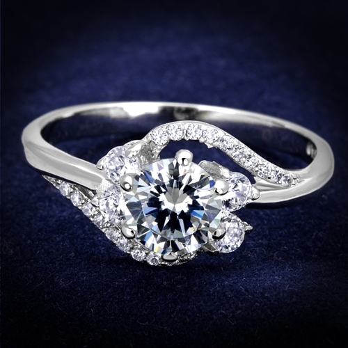 Ring,Sterling Silver,Rhodium,AAA Grade CZ,Clear