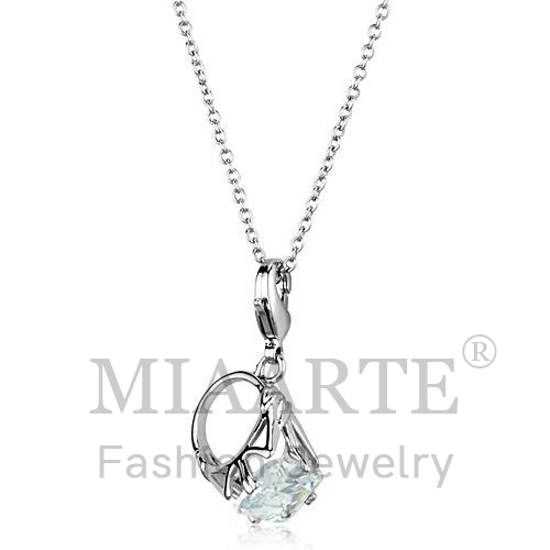 Pendant,Brass,Rhodium,AAA Grade CZ,Clear