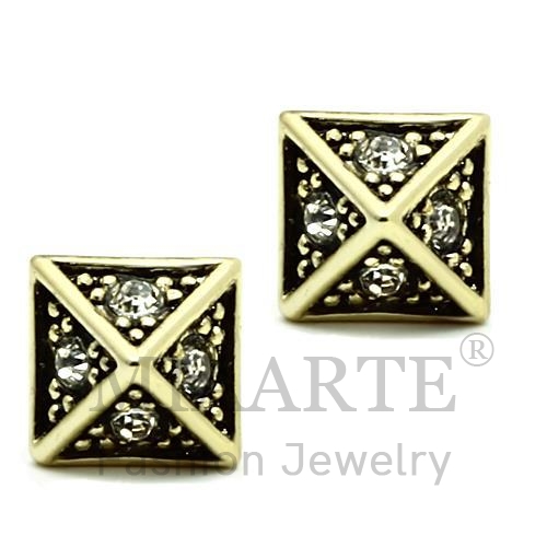 Earrings,Brass,Flash Gold,Top Grade Crystal,Clear