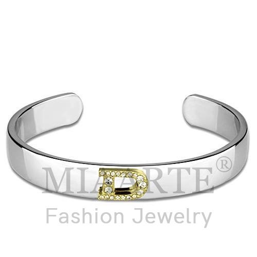 Bangle,White Metal,Reverse Two Tone,Top Grade Crystal,Clear