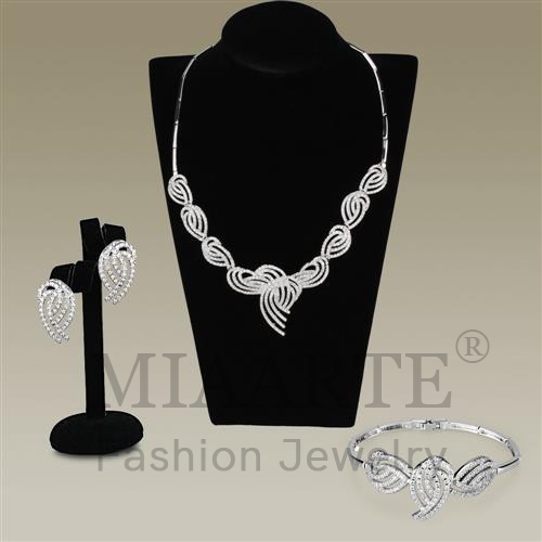 Set,Brass,Rhodium,AAA Grade CZ,Clear