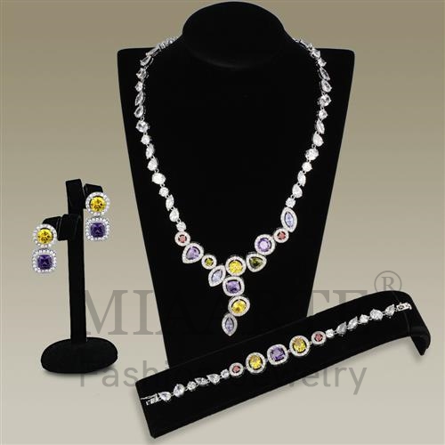Set,Brass,Rhodium,AAA Grade CZ,MultiColor