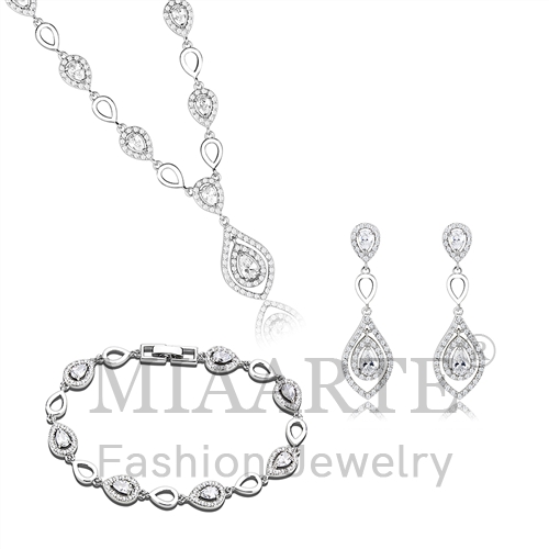 Set,Brass,Rhodium,AAA Grade CZ,Clear