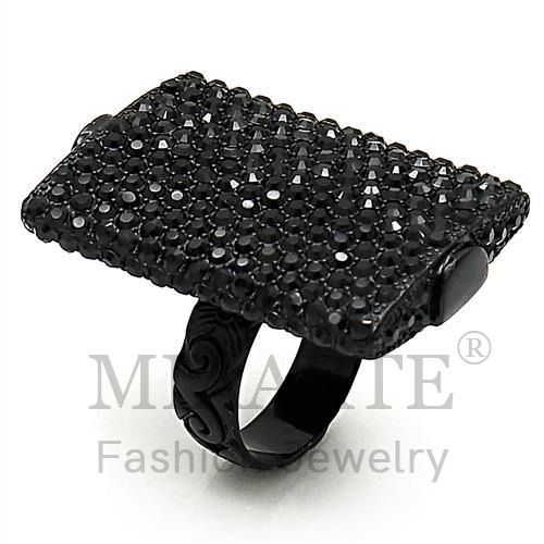 Ring,Brass,TIN Cobalt Black,Top Grade Crystal,Hematite