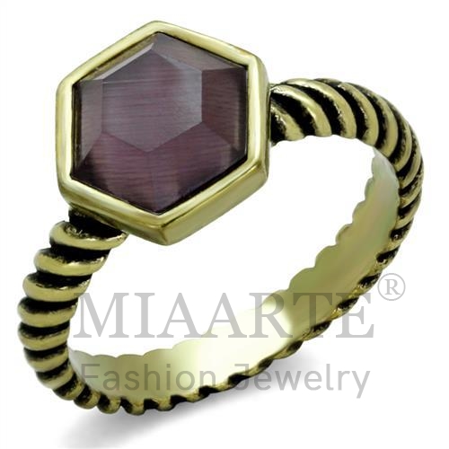 Ring,Brass,Antique Copper,Synthetic,Amethyst,CatEye