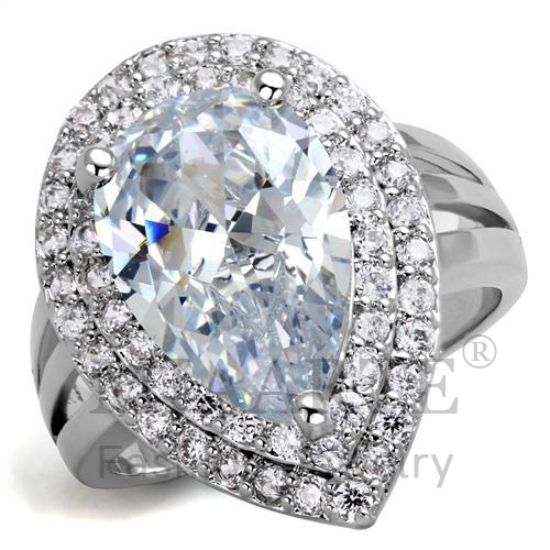 Ring,Brass,Rhodium,AAA Grade CZ,Clear