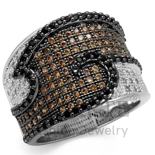 Ring,Brass,Rhodium&Ruthenium,AAA Grade CZ,MultiColor