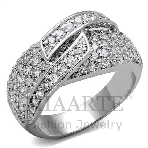 Ring,Brass,Rhodium,AAA Grade CZ,Clear