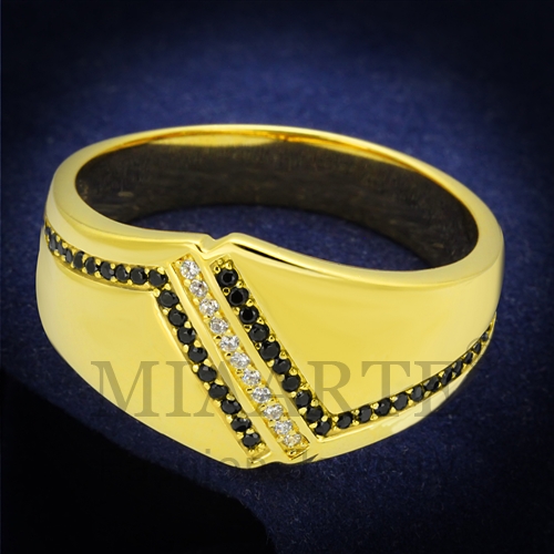 Ring,Sterling Silver,Gold,AAA Grade CZ,BlackDiamond