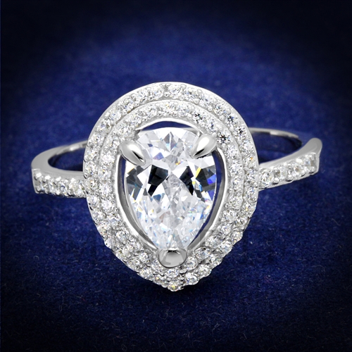 Ring,Sterling Silver,Rhodium,AAA Grade CZ,Clear