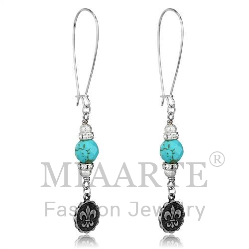 Earrings,White Metal,Antique Silver,Synthetic,Turquoise,Turquoise