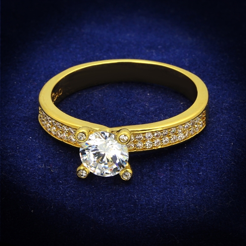 Ring,Sterling Silver,Gold,AAA Grade CZ,Clear