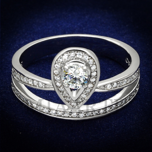 Ring,Sterling Silver,Rhodium,AAA Grade CZ,Clear