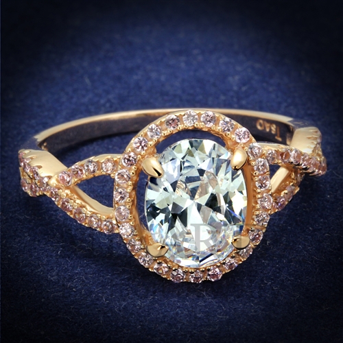 Ring,Sterling Silver,Rose Gold,AAA Grade CZ,Clear
