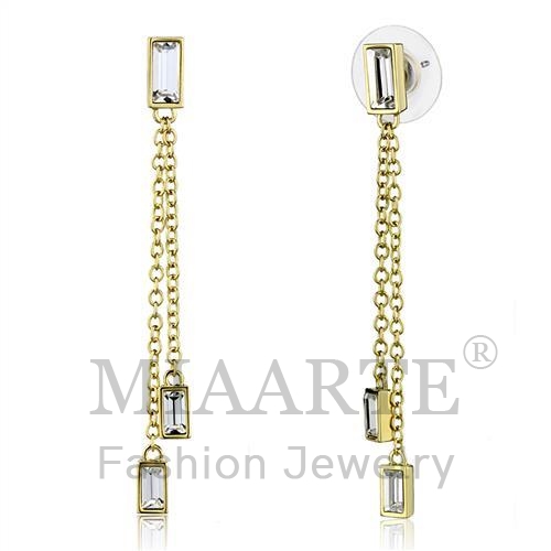 Earrings,Brass,Gold,Top Grade Crystal,Clear