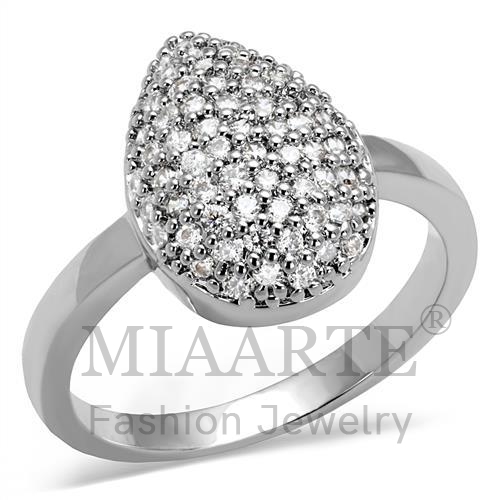 Ring,Brass,Rhodium,AAA Grade CZ,Clear