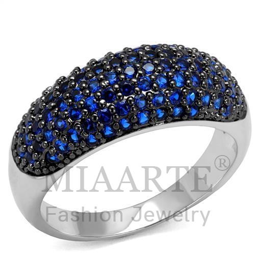 Ring,Brass,Rhodium&Ruthenium,AAA Grade CZ,London Blue