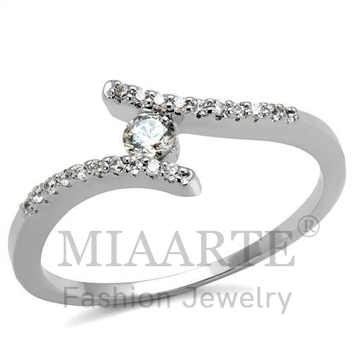 Ring,Brass,Rhodium,AAA Grade CZ,Clear