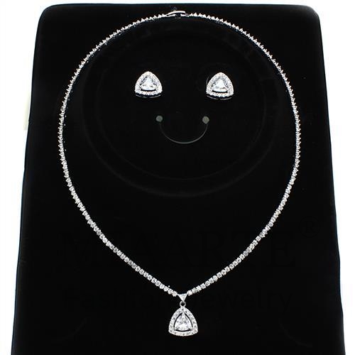 Set,Brass,Rhodium,AAA Grade CZ,Clear