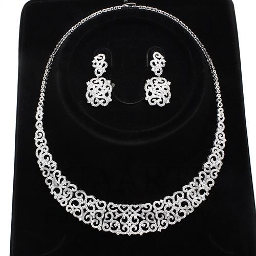 Set,Brass,Rhodium,AAA Grade CZ,Clear