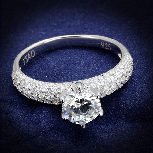 Ring,Sterling Silver,Rhodium,AAA Grade CZ,Clear