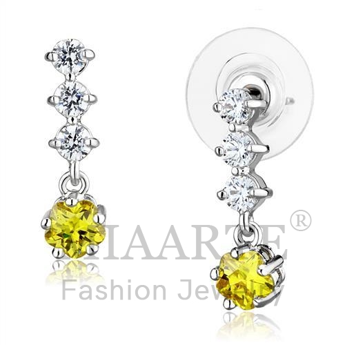 Earrings,Brass,Rhodium,AAA Grade CZ,Topaz