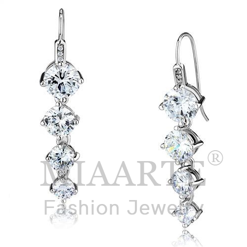 Earrings,Brass,Rhodium,AAA Grade CZ,Clear