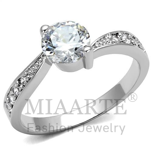Ring,Brass,Rhodium,AAA Grade CZ,Clear