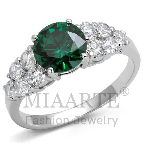 Ring,Brass,Rhodium,Synthetic,Emerald,Spinel