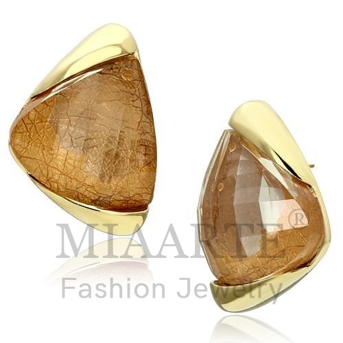 IP Gold(Ion Plating)Synthetic StoneEarrings